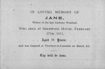 Jane Wrathall's memorial